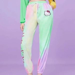 🌙SHEIN X Hello Kitty and Friends tie dye cartoon graphic drawstring pants🌙